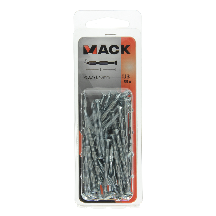 Mack 1017939 - stalen ribnagel vk st.gehard + verz 55st 2,7 x 40 mm | 5 stuks