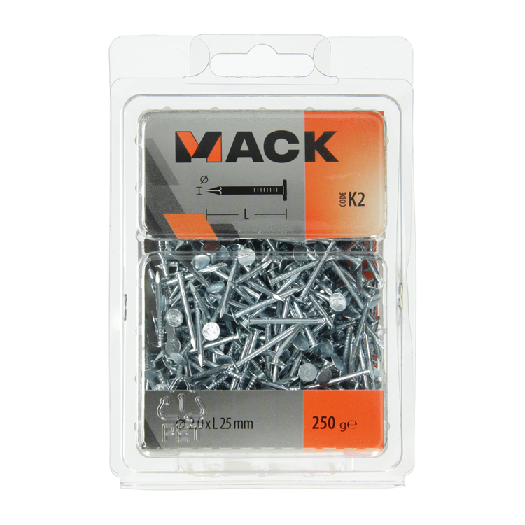 Mack 1017942 - plafondnagel staal verzinkt 250 gr 2,0 x 25 mm | 5 stuks