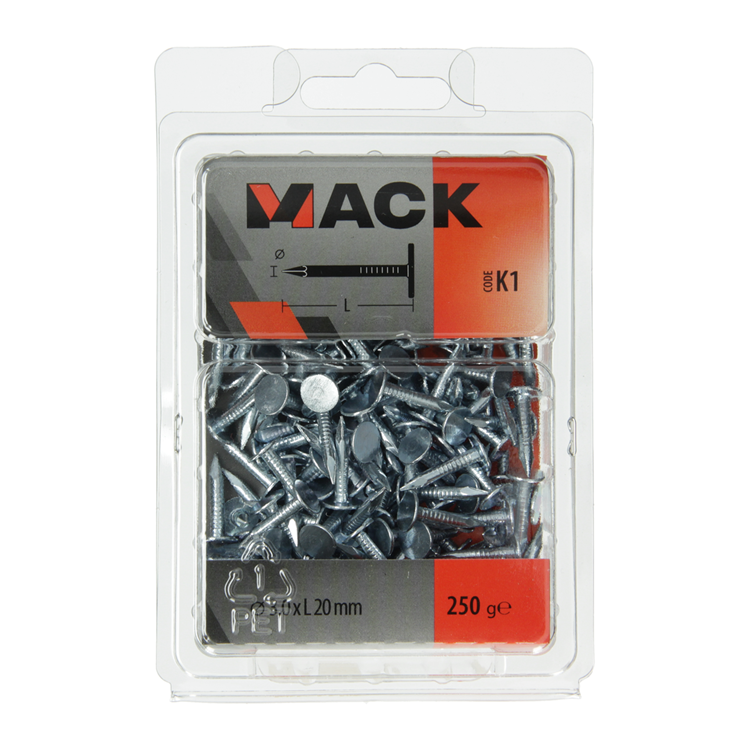 Mack 1017945 - schalienagel staal verzinkt 250 gr 3,0 x 20 mm | 5 stuks