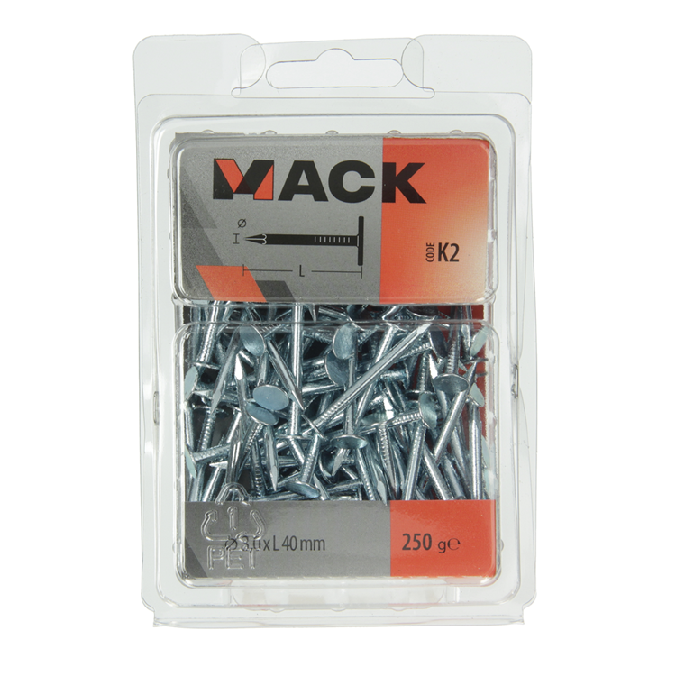 Mack 1017948 - schalienagel staal verzinkt 250 gr 3,0 x 40 mm | 5 stuks