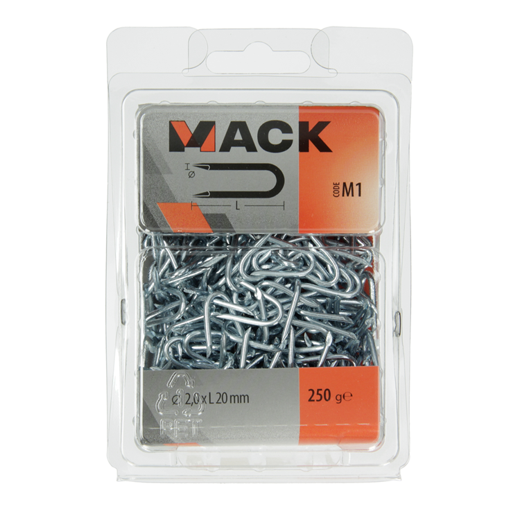 Mack 1017952 - kram staal verzinkt 250 gr 2,0 x 20 mm | 5 stuks