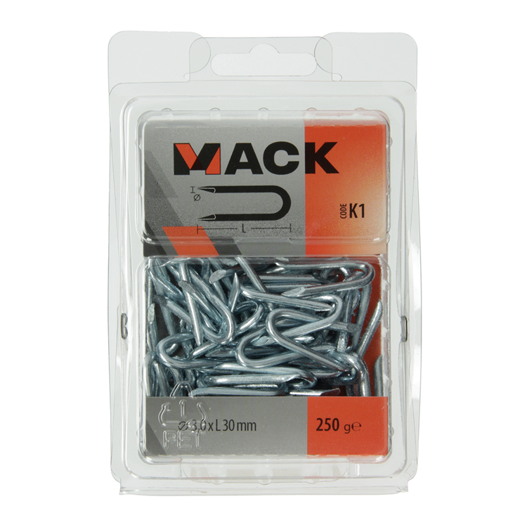 Mack 1017954 - kram staal verzinkt 250 gr 3,0 x 30 mm | 5 stuks
