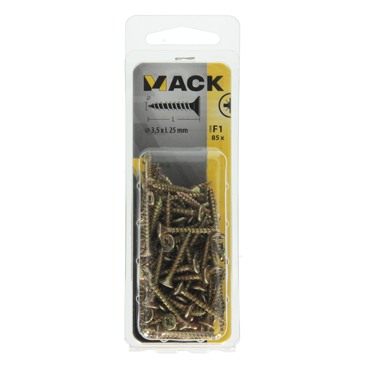 Mack 1017964 - spaanplaatschroef vz kop geelverz. 85st 3,5 x 25 mm | 5 stuks