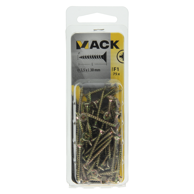 Mack 1017965 - spaanplaatschroef vz kop geelverz. 75st 3,5 x 30 mm | 5 stuks