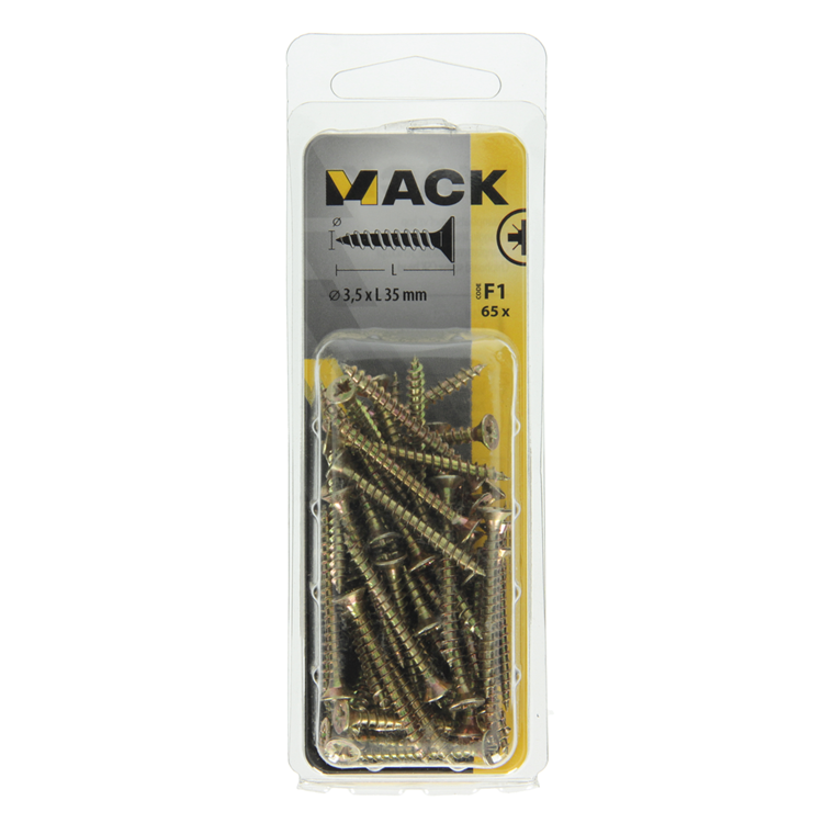 Mack 1017966 - spaanplaatschroef vz kop geelverz. 65st 3,5 x 35 mm | 5 stuks