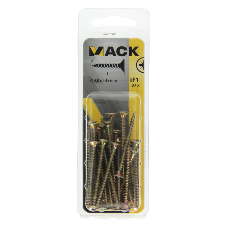 Mack 1017974 - spaanplaatschroef vz kop geelverz. 37st 4,0 x 45 mm | 5 stuks