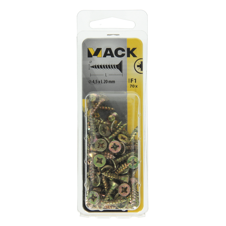 Mack 1017976 - spaanplaatschroef vz kop geelverz. 70st 4,5 x 20 mm | 5 stuks