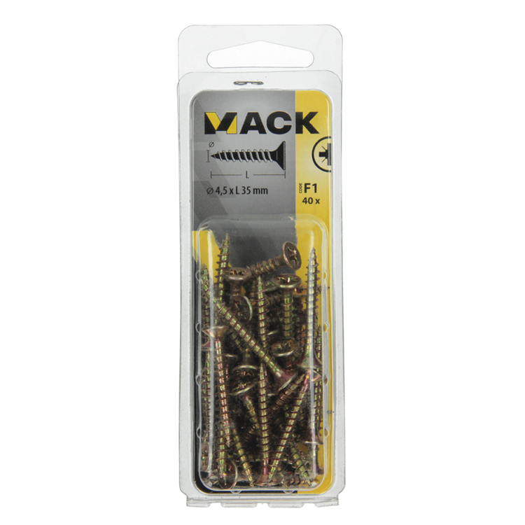 Mack 1017979 - spaanplaatschroef vz kop geelverz. 40st 4,5 x 35 mm | 5 stuks