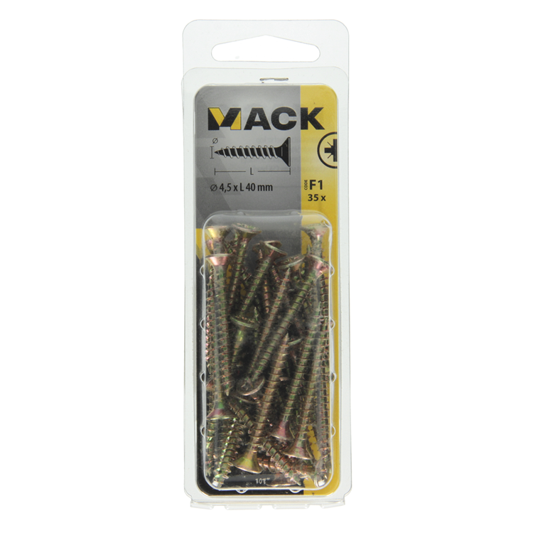 Mack 1017980 - spaanplaatschroef vz kop geelverz. 35st 4,5 x 40 mm | 5 stuks