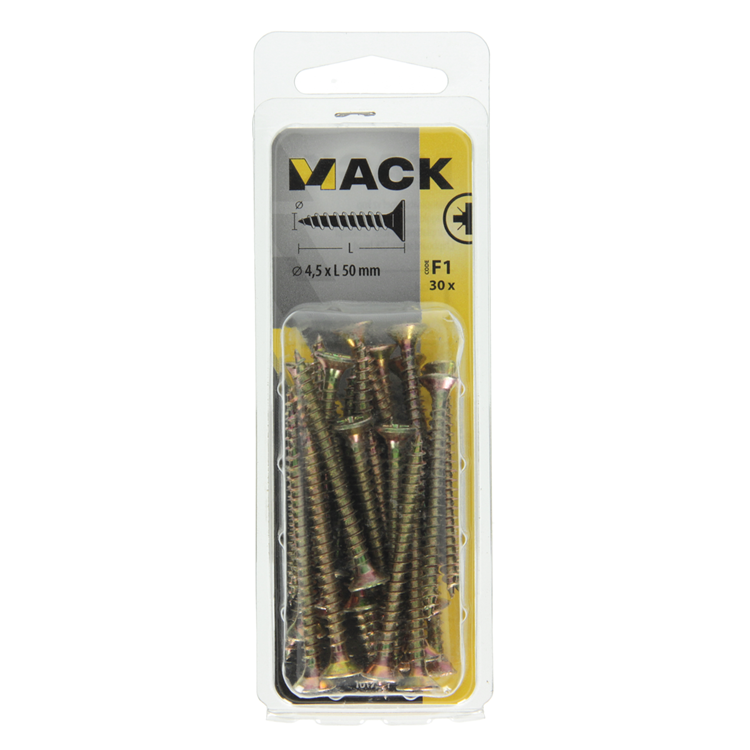 Mack 1017981 - spaanplaatschroef vz kop geelverz. 30st 4,5 x 50 mm | 5 stuks