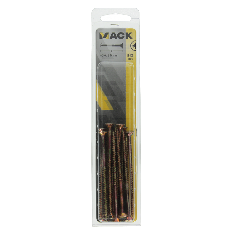 Mack 1017992 - spaanplaatschroef vz kop geelverz. 18st 5,0 x 90 mm | 5 stuks