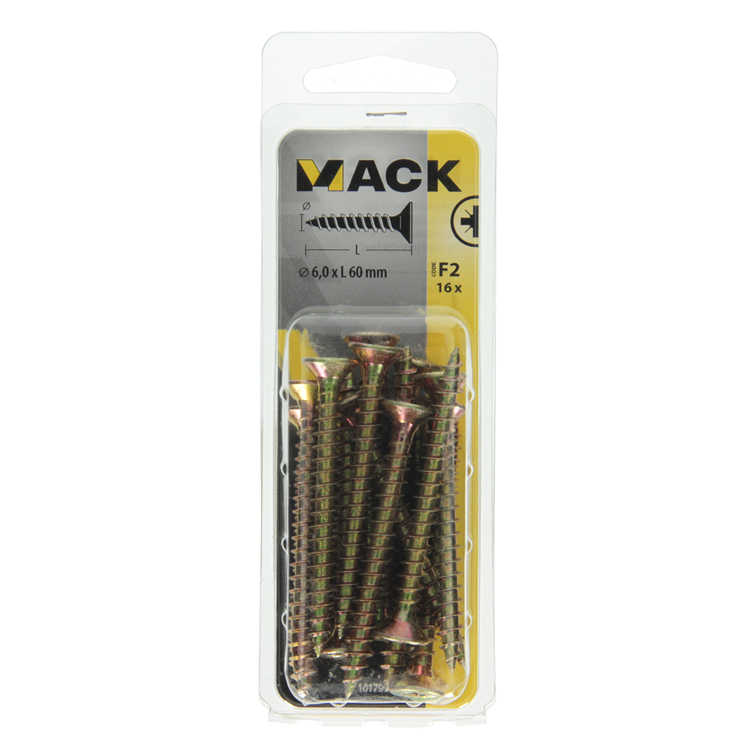 Mack 1017994 - spaanplaatschroef vz kop geelverz. 16st 6,0 x 60 mm | 5 stuks