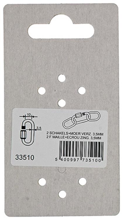 Mack 1008480 - 2 loze schakels + moer 3,5mm verzinkt | 10 stuks