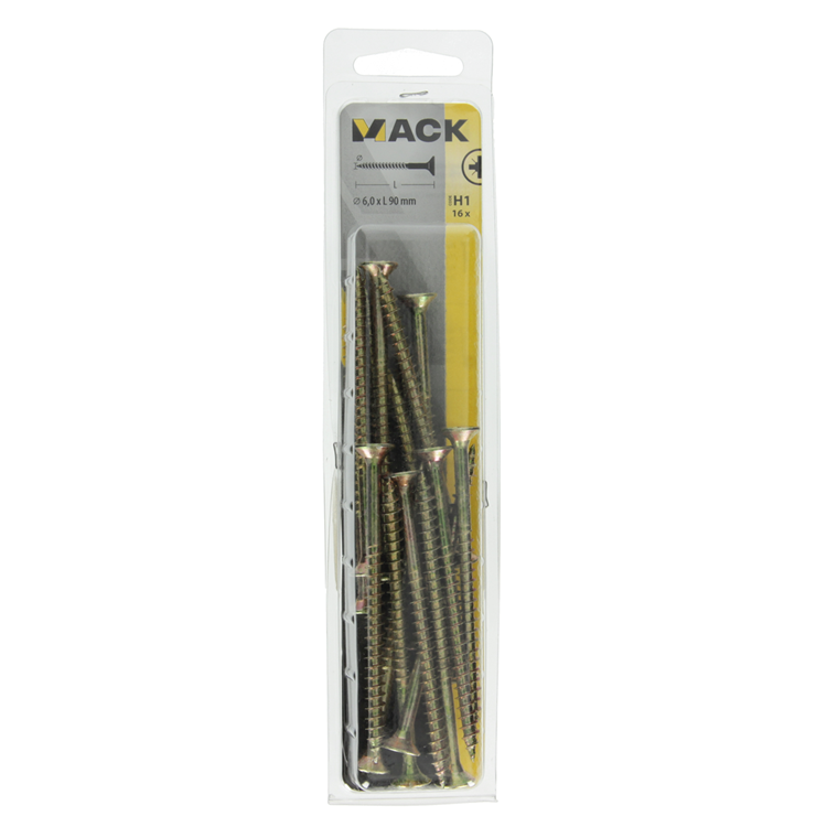 Mack 1017997 - spaanplaatschroef vz kop geelverz. 16st 6,0 x 90 mm | 5 stuks