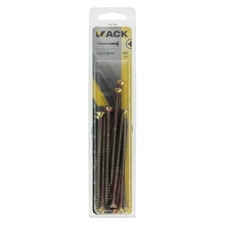 Mack 1017998 - spaanplaatschroef vz kop geelverz. 14st 6,0 x 100 mm | 5 stuks