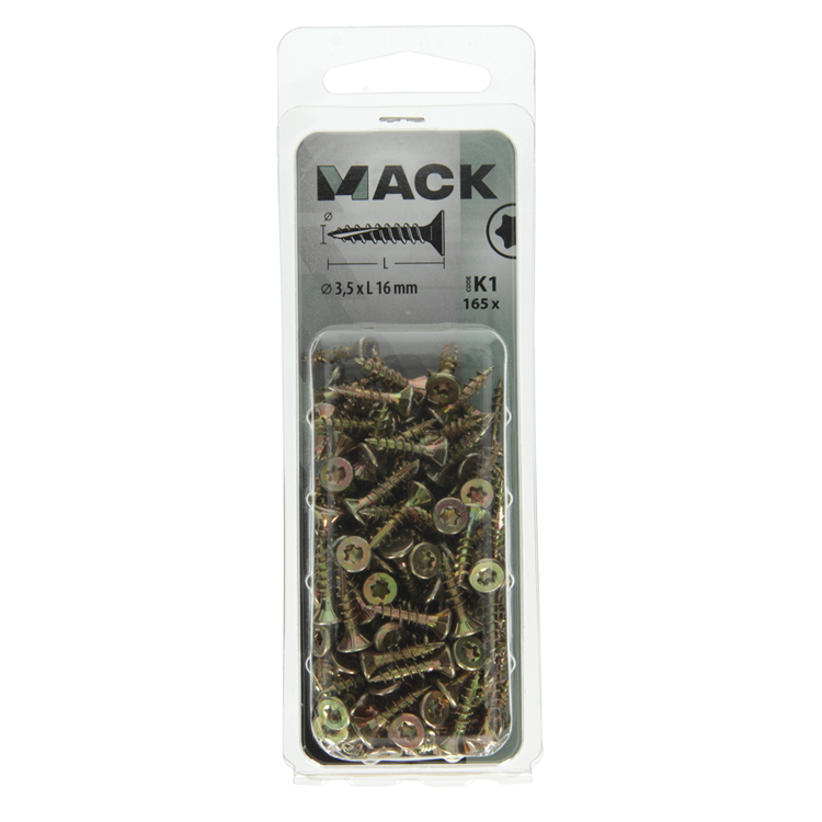 Mack 1018002 - spaanplschr.vzkop-zelfb. geelverz.165 st 3,5 x 16 mm | 5 stuks