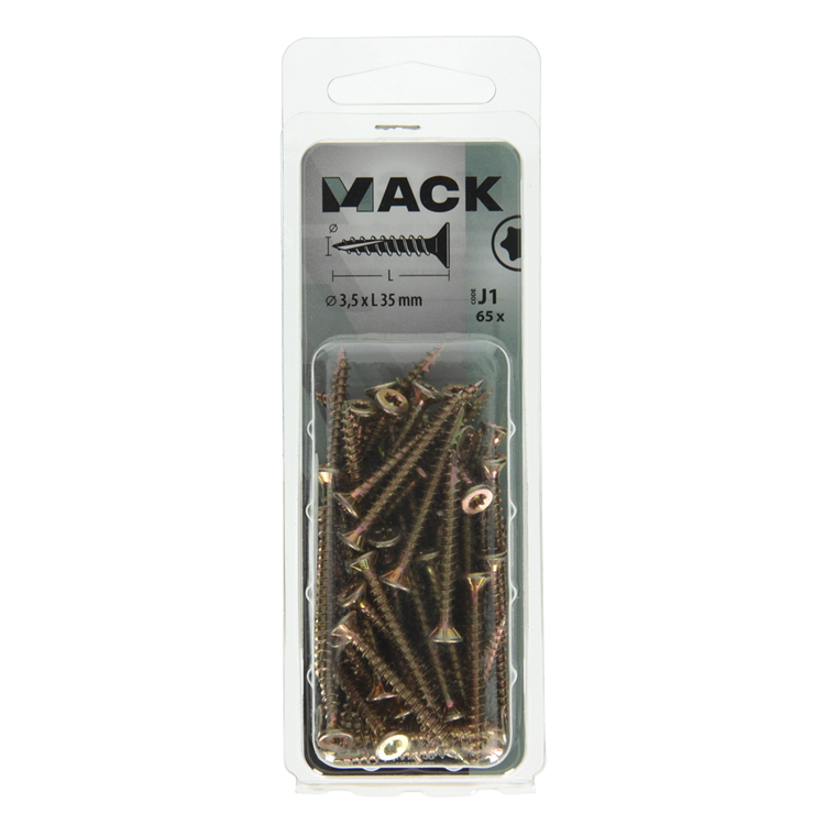 Mack 1018006 - spaanplschr.vzkop-zelfb. geelverz. 65 st 3,5 x 35 mm | 5 stuks