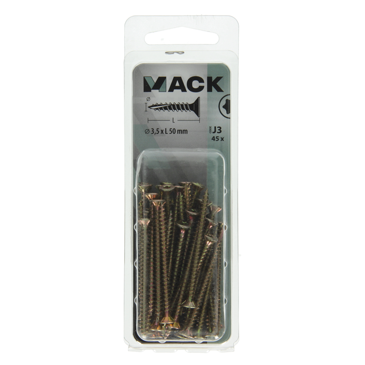 Mack 1018008 - spaanplschr.vzkop-zelfb. geelverz. 45 st 3,5 x 50 mm | 5 stuks