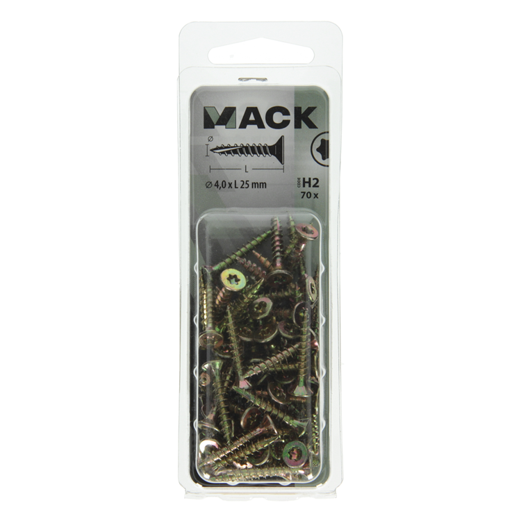 Mack 1018009 - spaanplschr.vzkop-zelfb. geelverz. 70 st 4,0 x 25 mm | 5 stuks