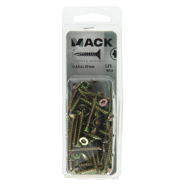 Mack 1018010 - spaanplschr.vzkop-zelfb. geelverz. 65 st 4,0 x 30 mm | 5 stuks