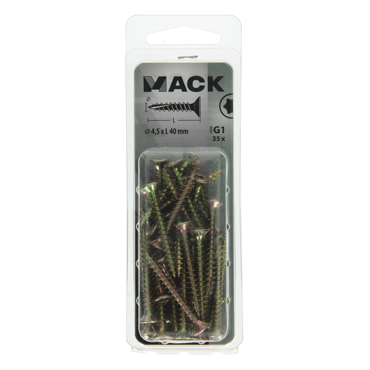 Mack 1018016 - spaanplschr.vzkop-zelfb. geelverz. 35 st 4,5 x 40 mm | 5 stuks
