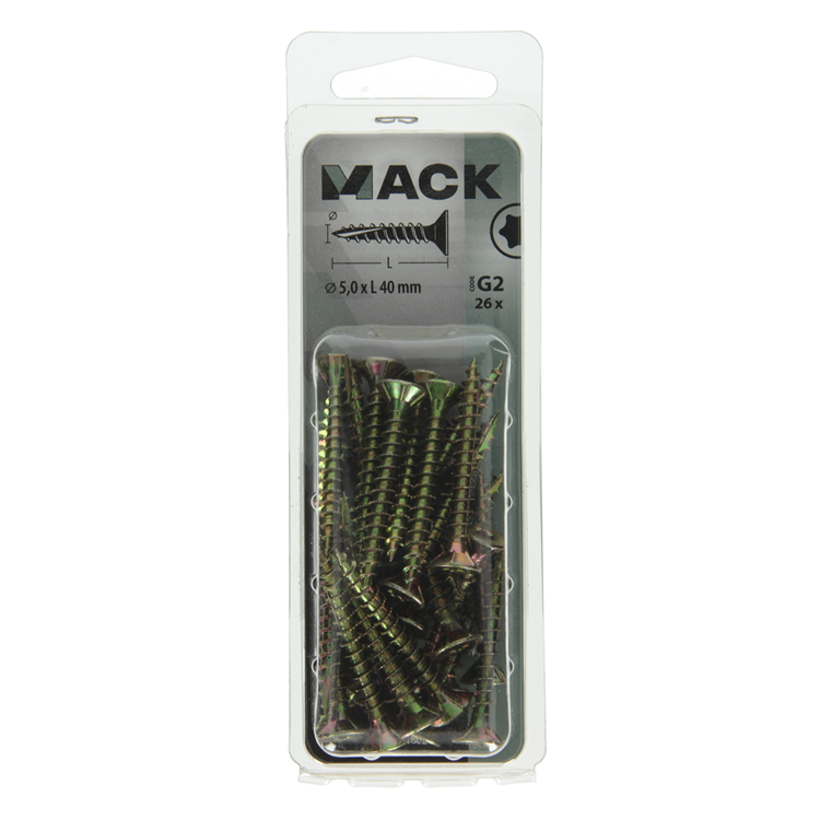 Mack 1018021 - spaanplschr.vzkop-zelfb. geelverz. 26 st 5,0 x 40 mm | 5 stuks