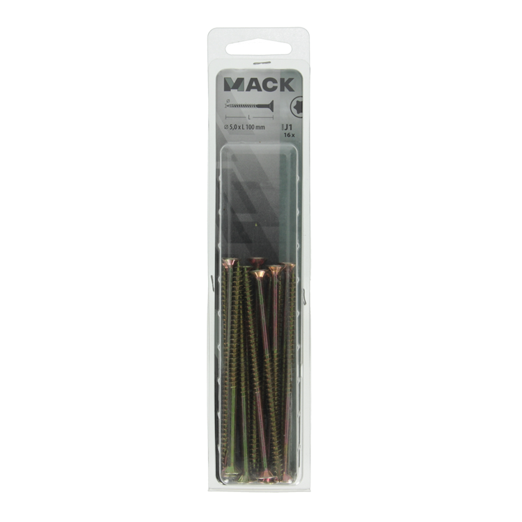 Mack 1018027 - spaanplschr.vzkop-zelfb. geelverz. 16 st 5,0 x 100 mm | 5 stuks
