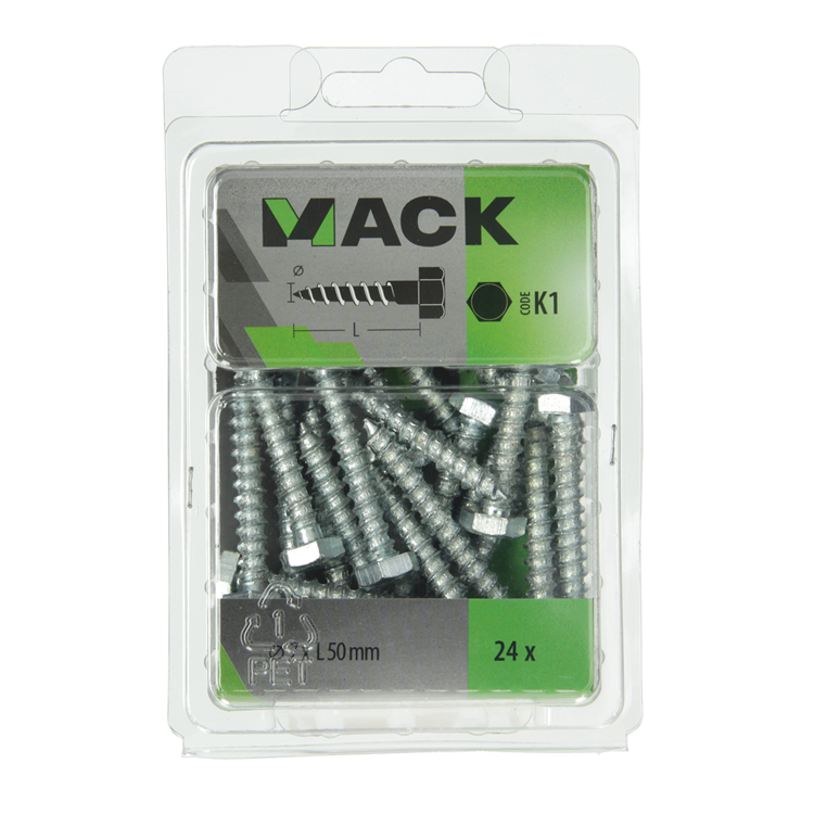 Mack 1018044 - houtdraadbout staal verzinkt 24 st 7 x 50 mm | 5 stuks