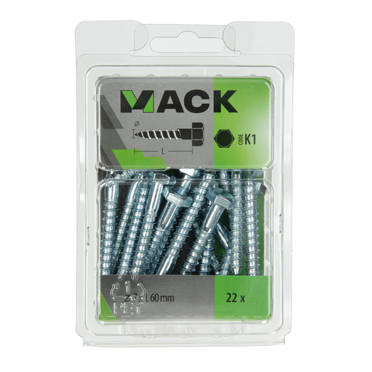 Mack 1018045 - houtdraadbout staal verzinkt 22 st 7 x 60 mm | 5 stuks
