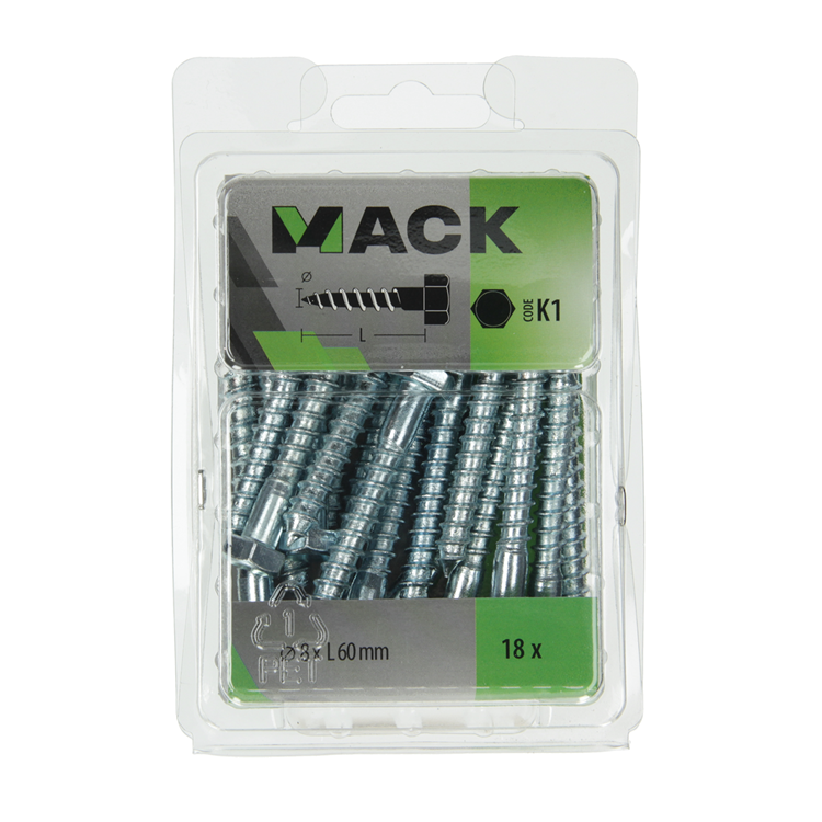 Mack 1018050 - houtdraadbout staal verzinkt 18 st 8 x 60 mm | 5 stuks
