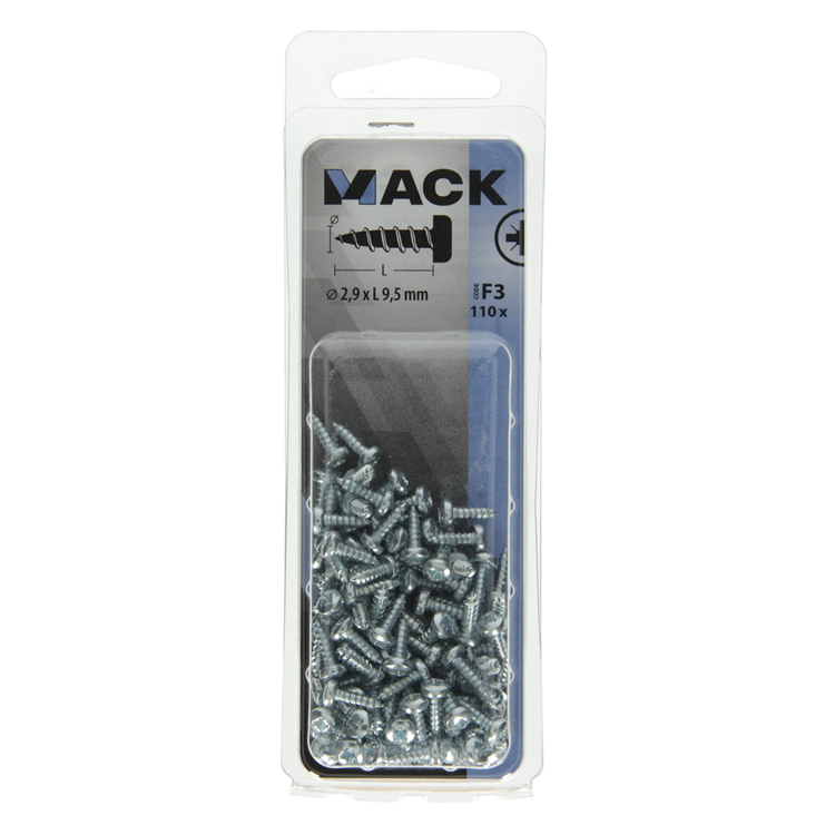 Mack 1018054 - zelftappende schroef cylkop verz.110 st 2,9 x 9,5 mm | 10 stuks