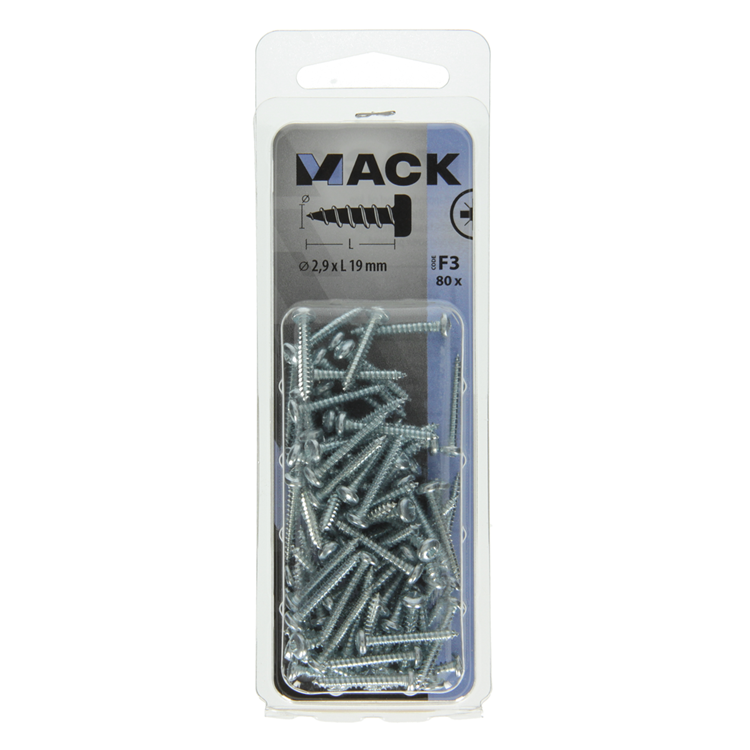 Mack 1018056 - zelftappende schroef cylkop verz. 80 st 2,9 x 19 mm | 10 stuks