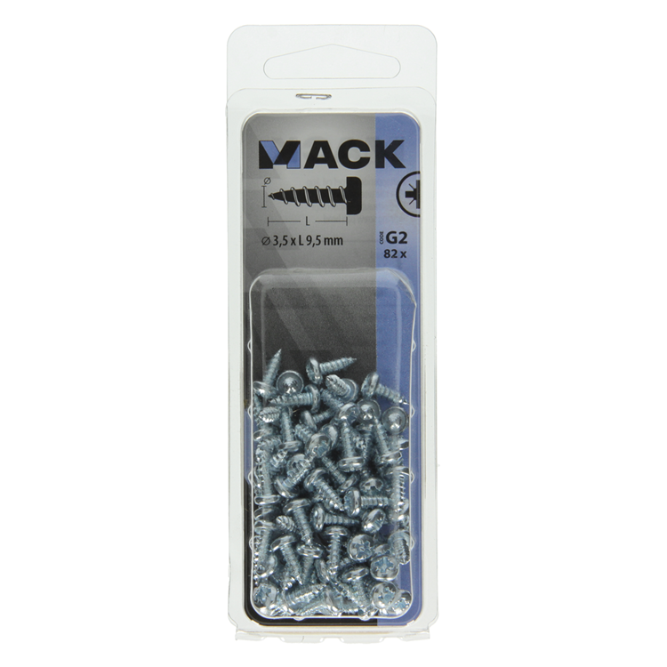 Mack 1018057 - zelftappende schroef cylkop verz. 82 st 3,5 x 9,5 mm | 10 stuks