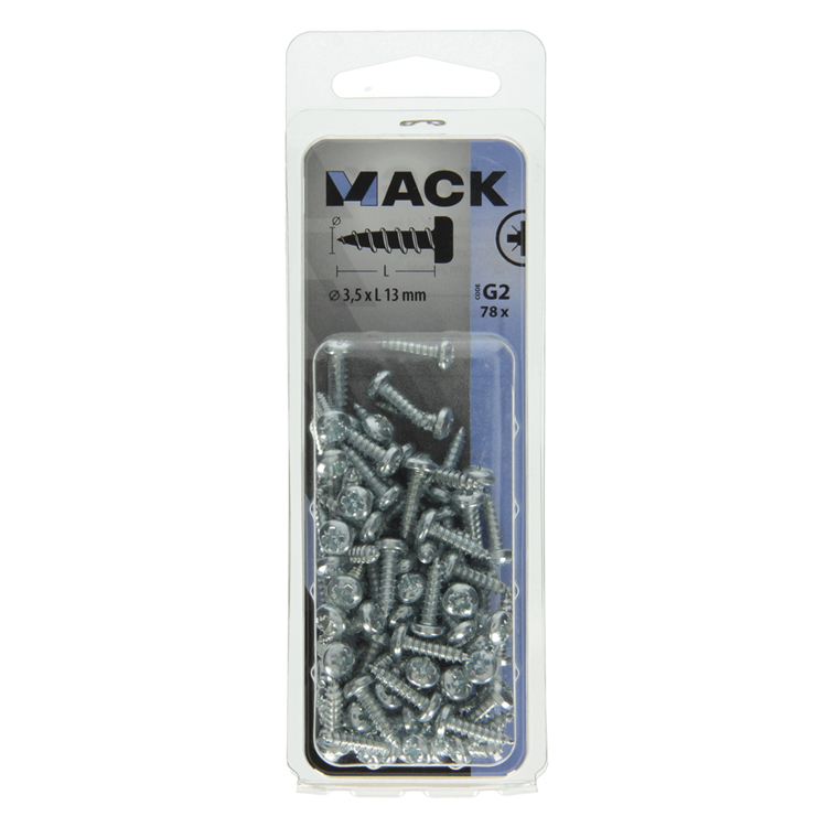 Mack 1018058 - zelftappende schroef cylkop verz. 78 st 3,5 x 13 mm | 10 stuks