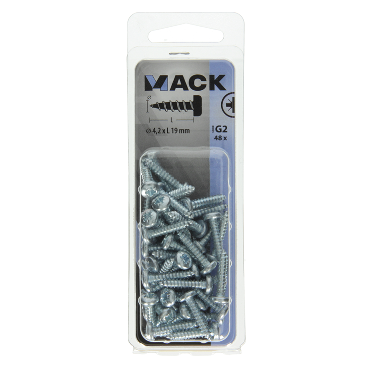 Mack 1018068 - zelftappende schroef cylkop verz. 48 st 4,2 x 19 mm | 5 stuks