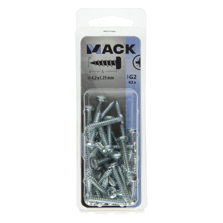 Mack 1018069 - zelftappende schroef cylkop verz. 42 st 4,2 x 25 mm | 5 stuks