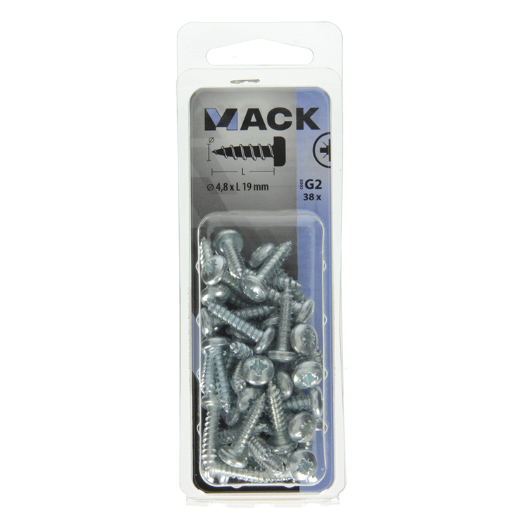 Mack 1018071 - zelftappende schroef cylkop verz. 38 st 4,8 x 19 mm | 5 stuks