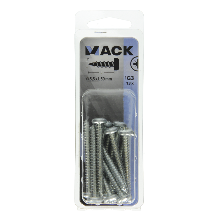 Mack 1018080 - zelftappende schroef cylkop verz. 13 st 5,5 x 50 mm | 5 stuks