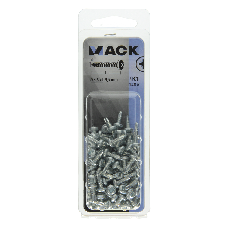 Mack 1018081 - zelfborende schroef cylkop verz.120st 3,5 x 9,5 mm | 5 stuks