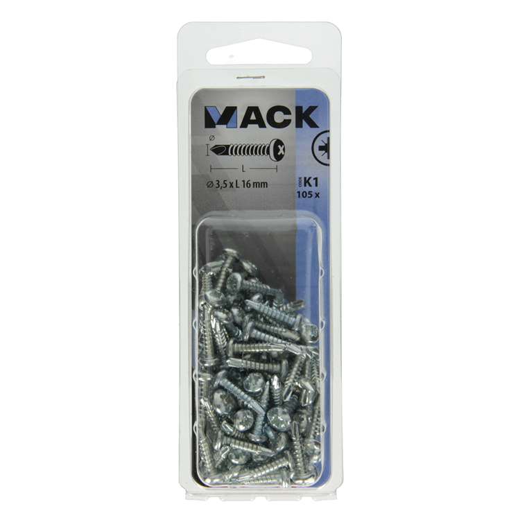 Mack 1018082 - zelfborende schroef cylkop verz.105st 3,5 x 16 mm | 5 stuks