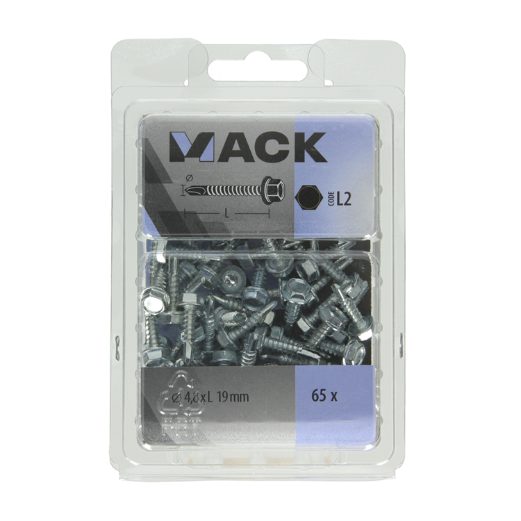 Mack 1018087 - zelfborende schroef zesk. kop verz. 65st 4,8 x 19 mm | 5 stuks