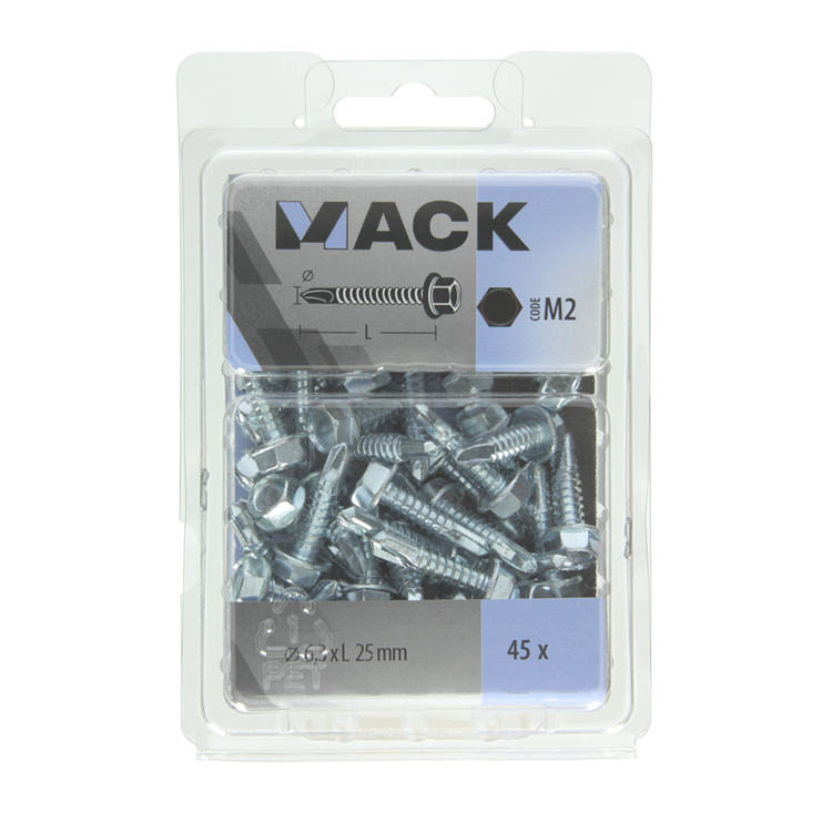 Mack 1018088 - zelfborende schroef zesk.kop verz. 45st 6,3 x 25 mm | 5 stuks