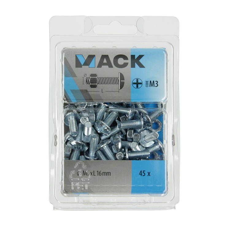 Mack 1018099 - kachelbout + moer staal verzinkt 45 st m6 x 16 mm | 5 stuks