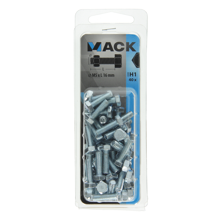 Mack 1018106 - tapbout + moer staal verzinkt 40 st m5 x 16 mm | 5 stuks