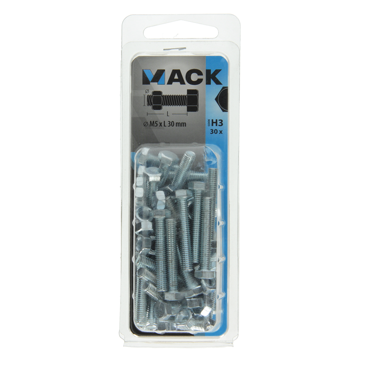 Mack 1018108 - tapbout + moer staal verzinkt 30 st m5 x 30 mm | 5 stuks