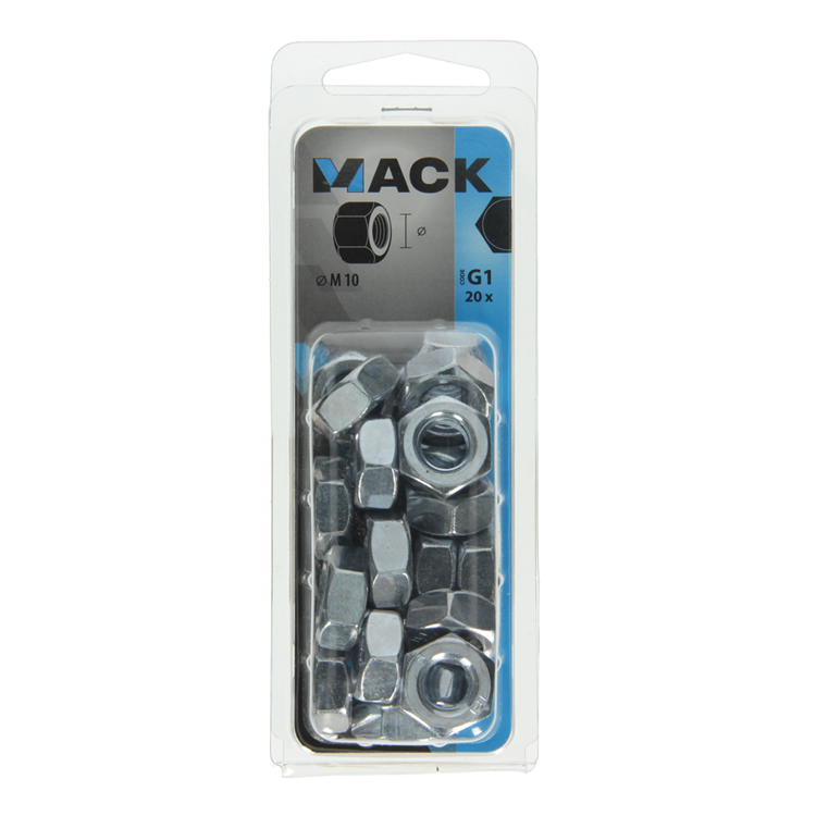 Mack 1018112 - zeskant moer staal verzinkt 20 st m 10 | 5 stuks