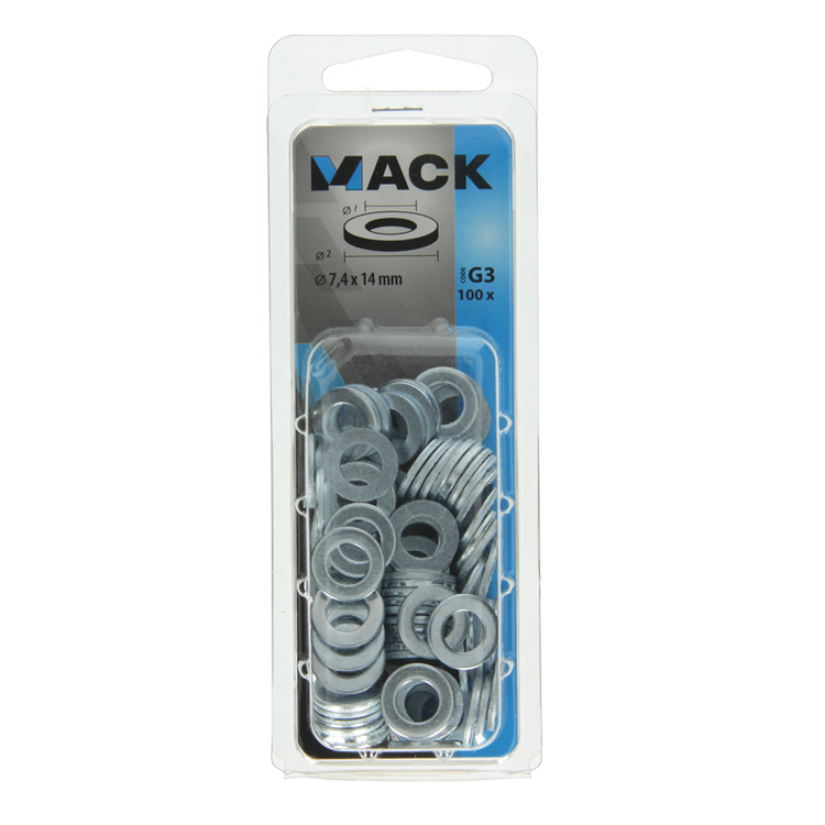 Mack 1018117 - sluitring staal verzinkt 100 st 7,4 x 14 mm | 5 stuks