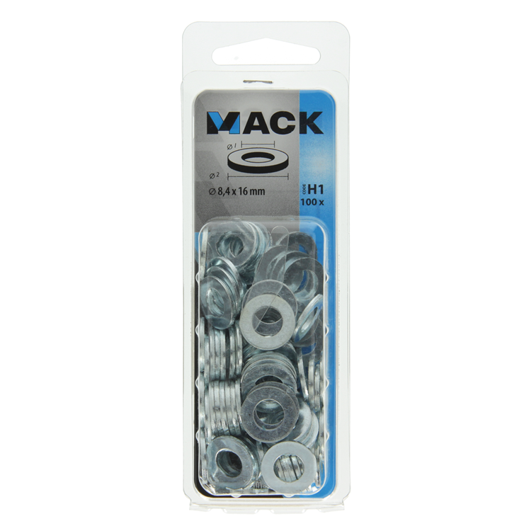 Mack 1018118 - sluitring staal verzinkt 100 st 8,4 x 16 mm | 5 stuks
