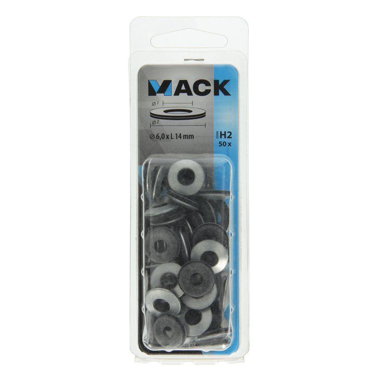 Mack 1018133 - dichtingsring rubber verzinkt 50 st 6,0 x 14 mm | 5 stuks