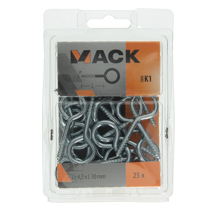 Mack 1018137 - schroefoog staal verzinkt 25st 4,5 x 30 mm | 5 stuks